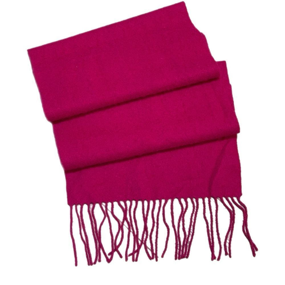 100% Cashmere Fuchsia Fringe Scarf - Women's Wrap Length 66” Width 14”